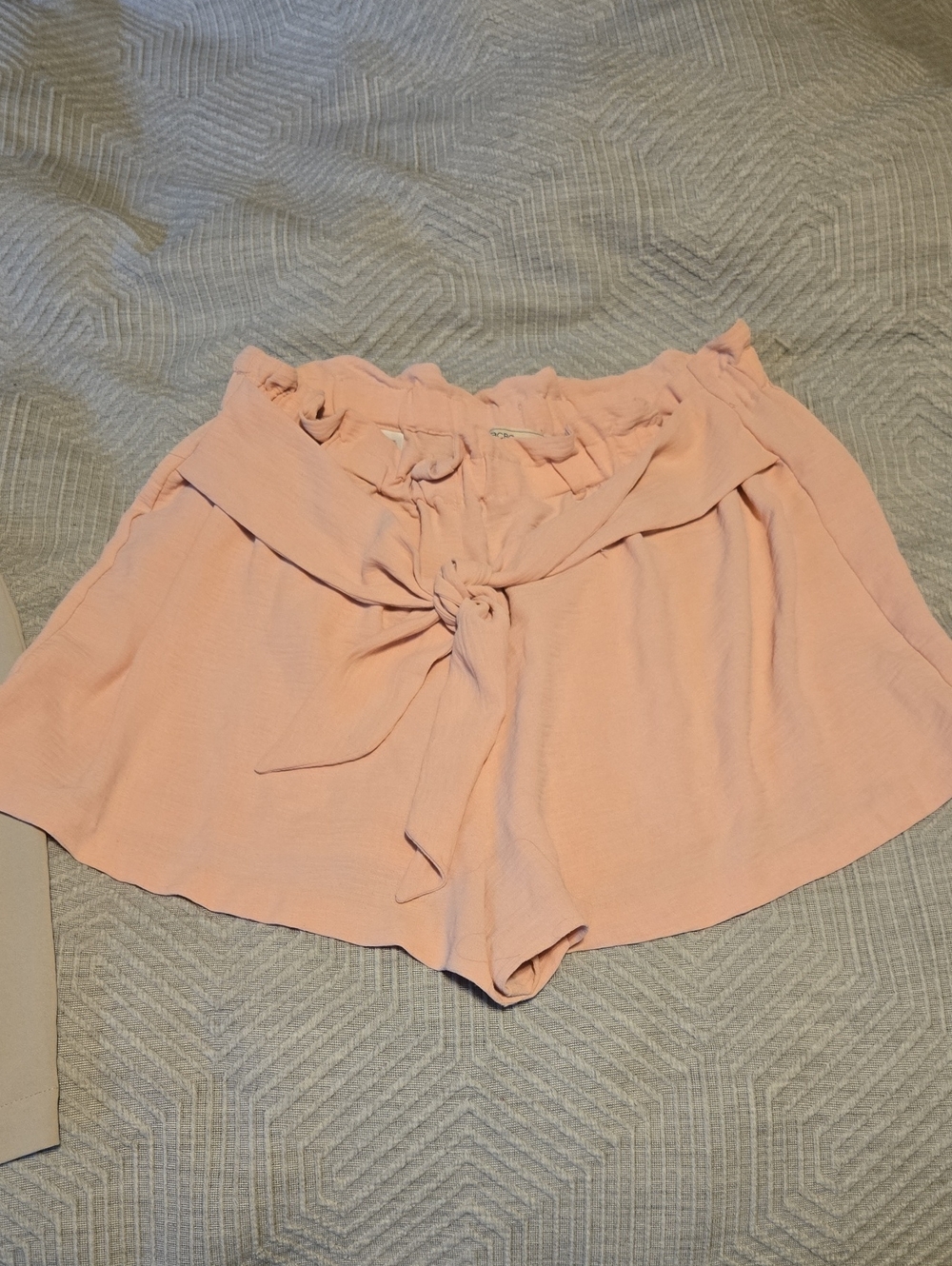 2 For 1 High-Waist Tie-Front Women’s Shorts — Blush Pink
